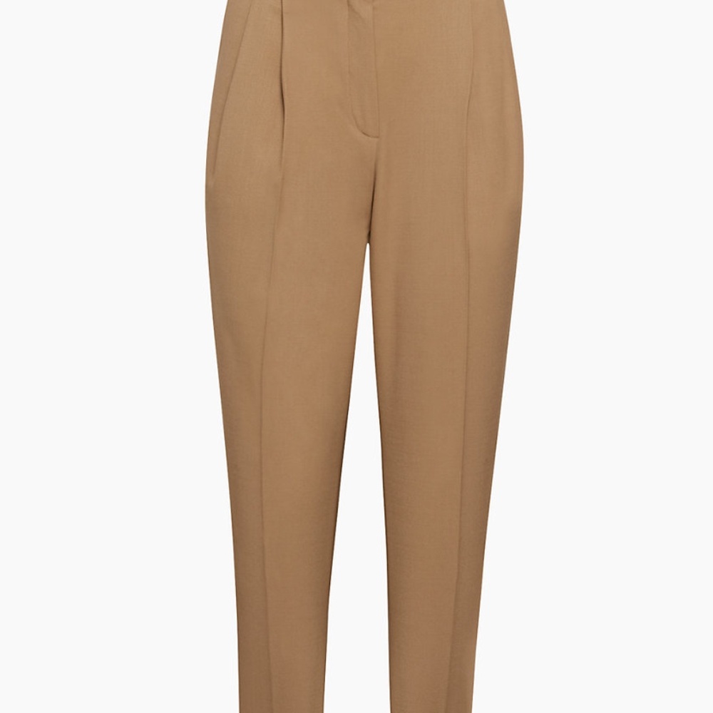 Babaton wool pleated neutral tapered pant. Sz 8